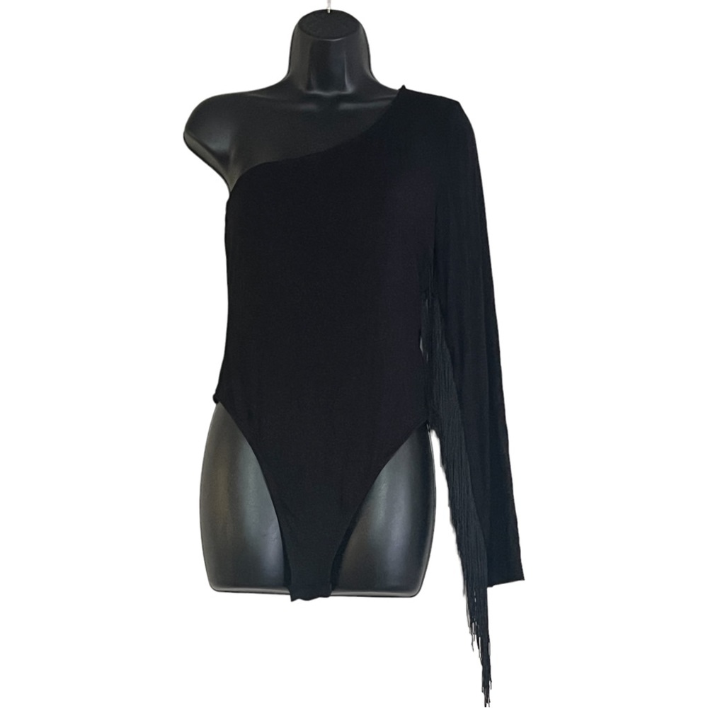 SHEIN Stunning Tassel One Shoulder Long Sleeve Bodysuit L